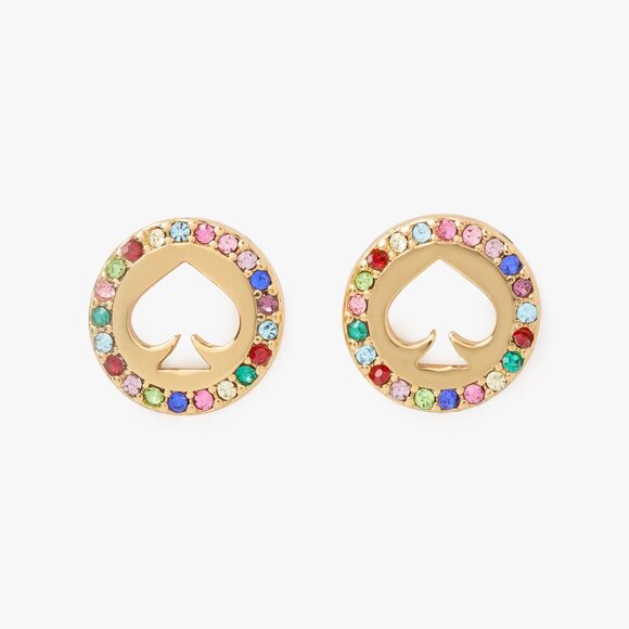 Kate Spade Spot The Spade Pave Halo Spade Studs Earrings - Picture 1 of 4